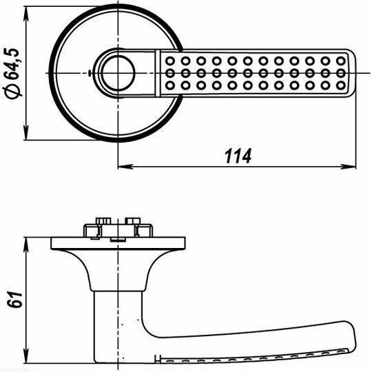 Ручка защелка DK626 PB-PS (6026 PB-P) (без фик.) золото