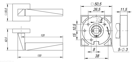 Ручка раздельная K.DM51.DIAMOND (DIAMOND DM) SN/CP-3 матовый никель/хром